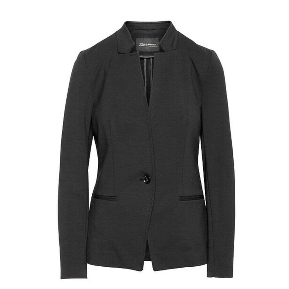 Banana Republic Unstructured Stretch Ponte Blazer in Black 4 - Picture 4 of 16